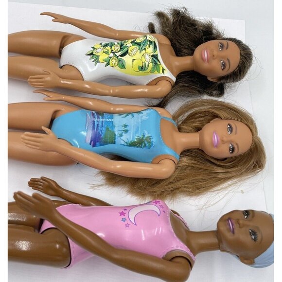 Barbie Mattel Doll Lot of 3 Water Play Beach Teressa, Blue Beach Moon Lemons - Picture 11 of 11